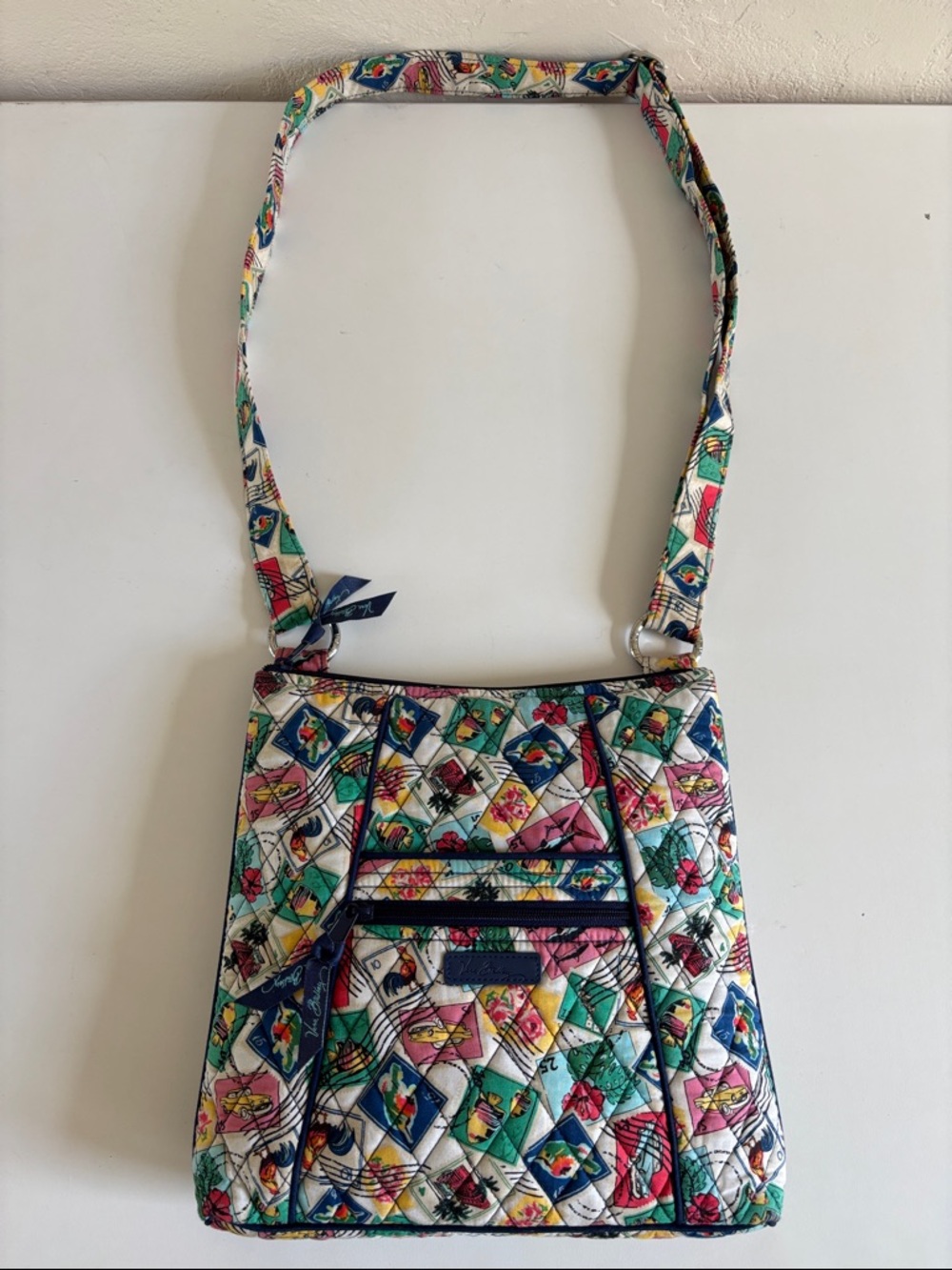 Vera Bradley Quilted Multicolor Postage Stamp Crossbody. Like New